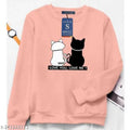 Women's Pure Cotton Cat Love You Love Me Print Round Neck Full Sleeve Tshirt