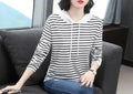 Stylish Striper Full Sleeve Hood Neck  Women T-shirt