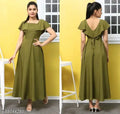 ZKRV Fashion  Square Neck Green Dresses For Women