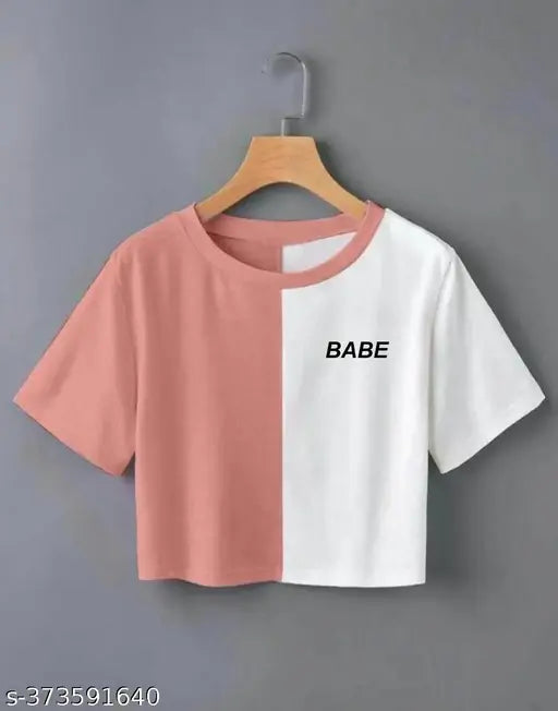 WOMEN'S STYLISH CROP TOP T-SHIRT