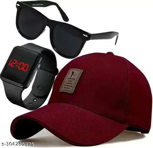 Combo – Black Watch with Wayfarer Sunglasses and Cap