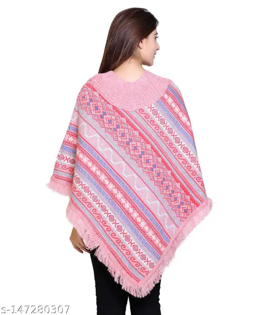 discoveryline  woolen jacuard  knitting poncho