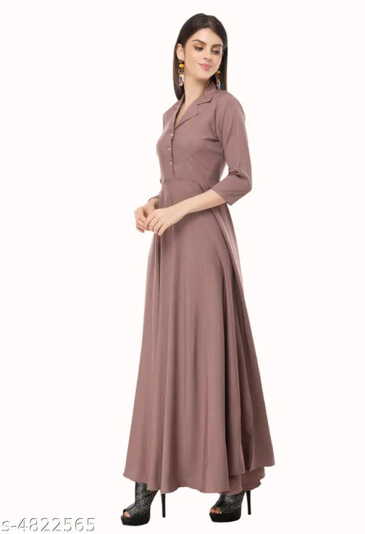 Solid Nude Maxi Crepe Dress