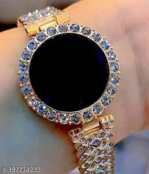 Gold Cartier watch women with diamond cutting and LED touch screen