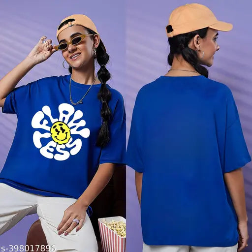 Flawless Women's Oversized T-shirt Latest RoyalBlue Cotton fabric graphic design