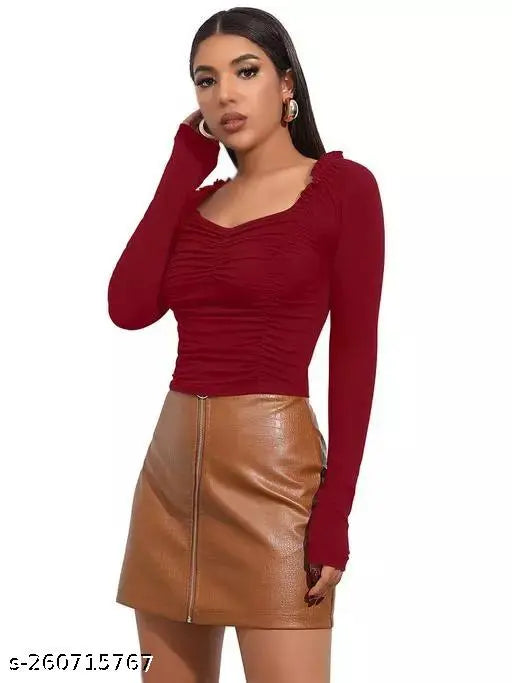 Maroon Crop Tops Designer Tops