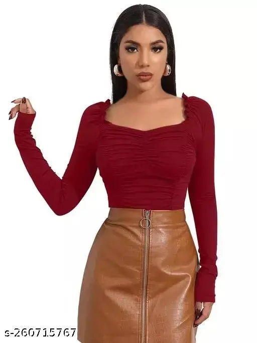 Maroon Crop Tops Designer Tops