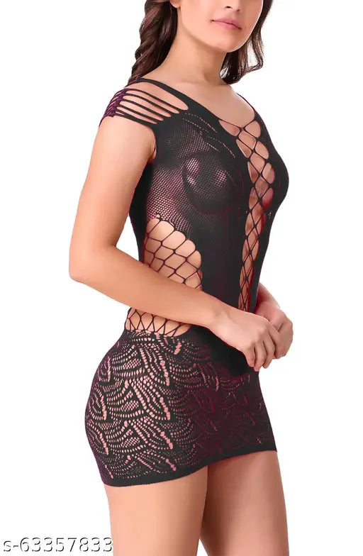 Xs and Os Women's babydoll top body stocking lingerie