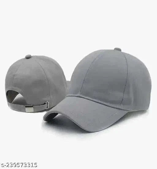 Attractive Trendy Grey Cotton Baseball Cap