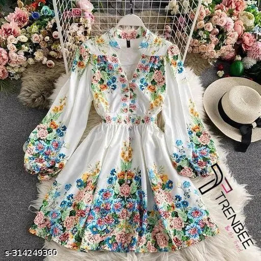 Floral Printed white Dresses For Women