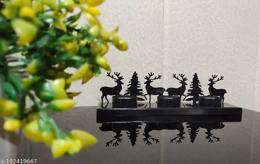 Metallic Reindeer & Christmas tree tea light Holders