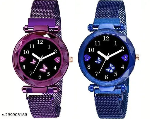 Analogue Dial New Magnet Watch for Women or Girls Combo