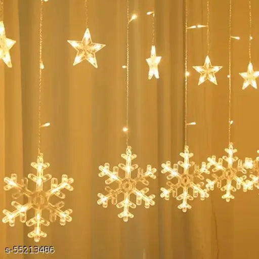 Meneon 138 LED Snowflake Curtain 5 Big Snowflakes & 5 Small Star with 8 Light modes.