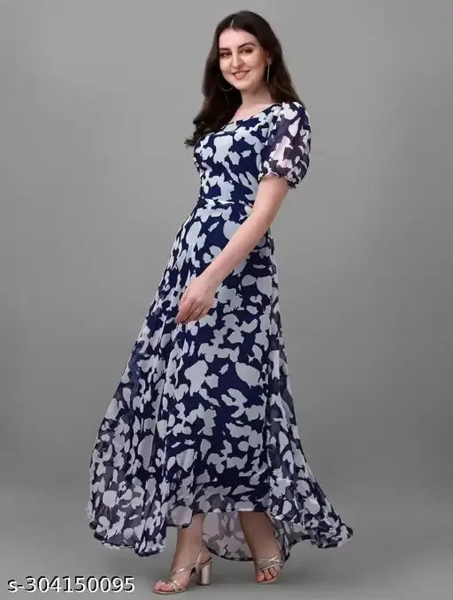 New Floral Georgette Dress With Digital Floral Print