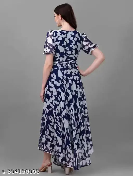 New Floral Georgette Dress With Digital Floral Print