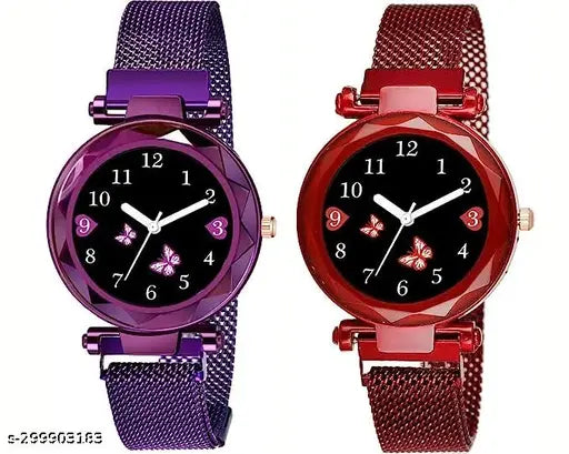 Analogue Dial New Magnet Watch for Women or Girls Combo