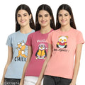 Women Regular Printed Cotton Tshirt Pack of 3