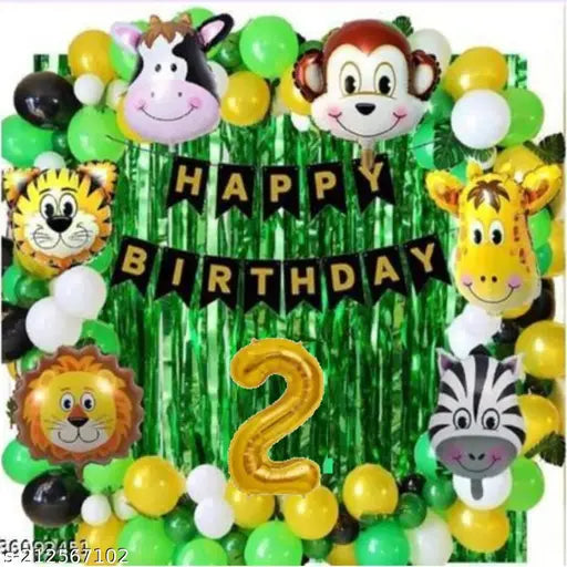 54pcs Jungle Theme First Happy Birthday Decoration Set