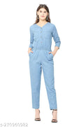 Avyanna Stylish Womens Solid Denim Jumpsuit