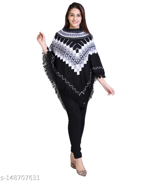 discoveryline  woolen jacuard  knitting poncho