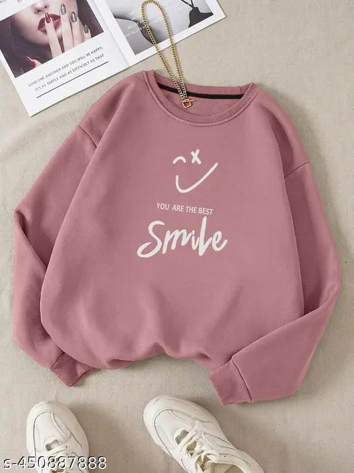 Pretty Fashionista Women Printed Oversized Loose Fit Sweatshirts