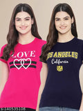 LZ Women Enchanting MultiColor Typography Tshirt Pack Of 2 (LZ-TS-09-03)