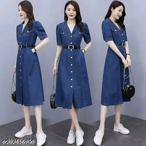 Woman Korean Denim Dress