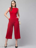 ||RICHAFASHION|| STYLISH FERMINE CUT SLEEVES JUMPSUIT FOR WOMEN