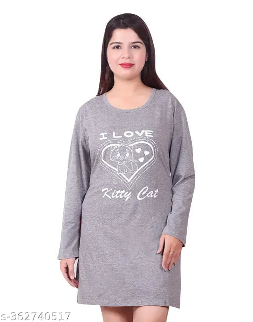 Kanchan World Women's Long Casual full T-Shirt Love Print