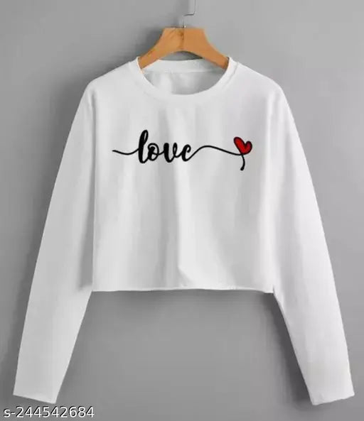 Casual Latest Fashion 100% Cotton Womens Full Sleeves Crop Top