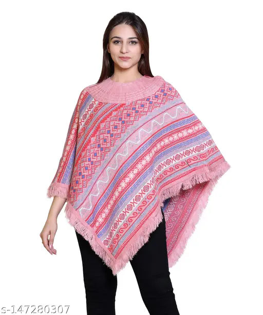 discoveryline  woolen jacuard  knitting poncho