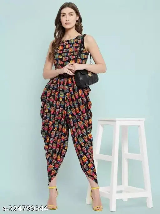 Dhoti jumpsuit, stylish jumpsuit, one piece dress, stylish dress, owl print,