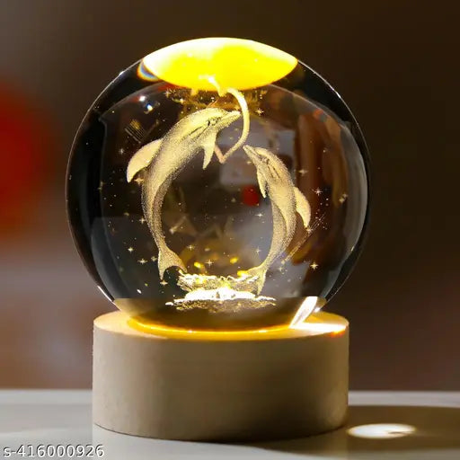 3D Crystal Ball with LED Wooden Base