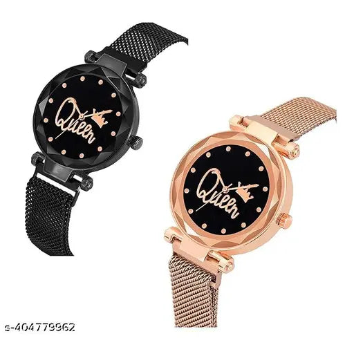 BROSEN Queen Dial Magnetic Strap Analog Watch Women&Girl's