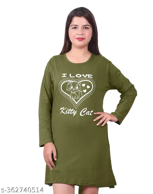 Kanchan World Women's Long Casual full T-Shirt Love Print