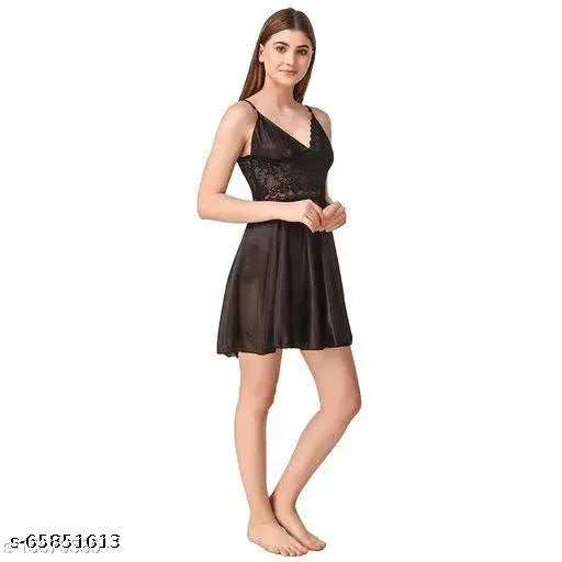 Women's Solid Satin Babydoll