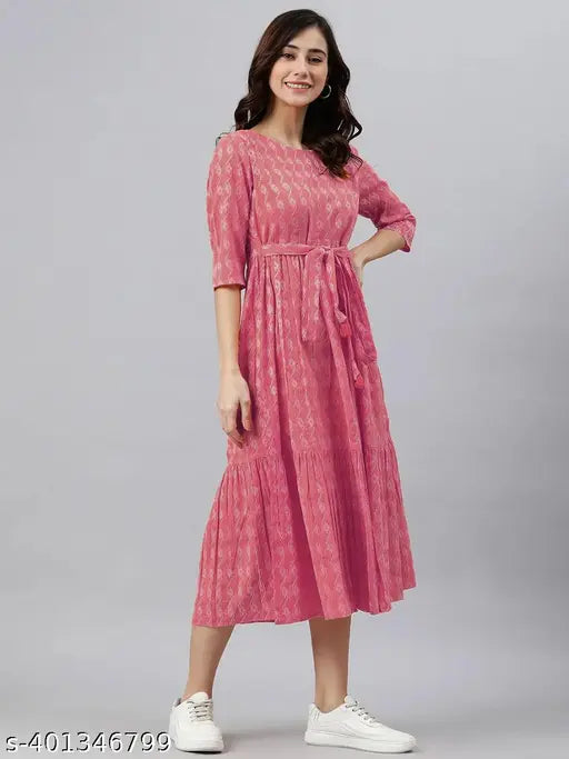 Women Printed  Cotton Ethnic Kurta Dress