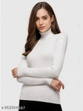 High Neck Turtle Neck Women's Top - Ribbed Material, Full Sleeve - Stylish and Cozy