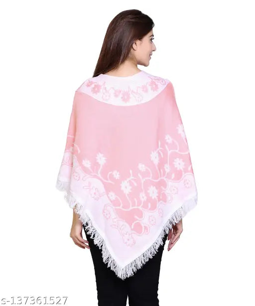 discoveryline woolen floral design poncho