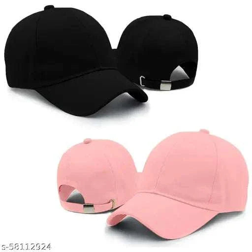 pink plain adjustable baseball sports cap combo