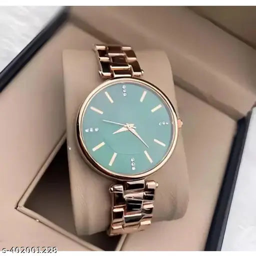 Women Watches Analog Wrist Watches Watches for Women's & Girls&Miss&Ladies Green Dial Watch with Stylish Diamond Studded Watches