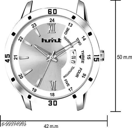 HMXT-79 Day n Date Series Silver Chain Analog Watches Classic,