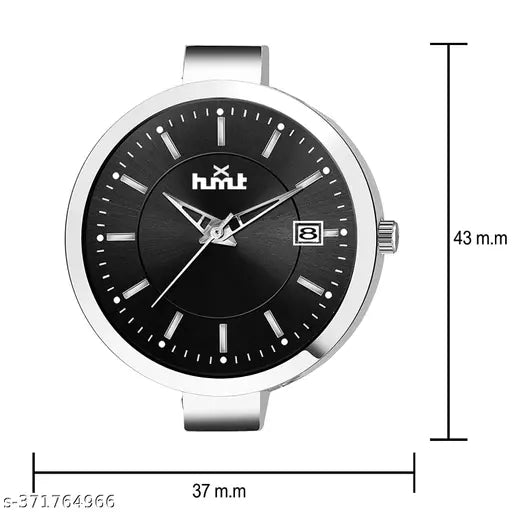 HMXT-99 Date Series Bold Black Stunning Silver Chain Analog Watches Classic,