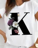 Flower Letter R Design White T shirt for Women by Nomadees Trends. Perfect for everyday wear Womens Tshirt under 200