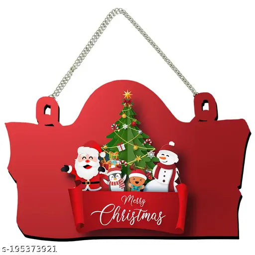 TrendoPrint Merry Christmas Decorative Printed Wooden Wall Hanging