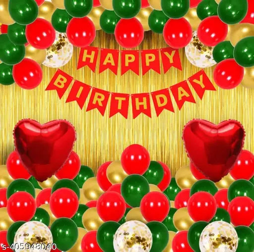 Elegant Birthday Party Decoration Theme Red Green & Golden