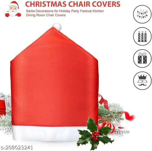 Christmas Decoration Items , Santa Hat Dining Chair Covers,