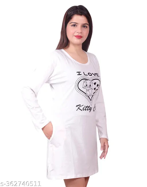 Kanchan World Women's Long Casual full T-Shirt Love Print