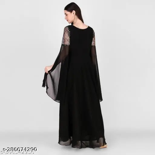 Wazix long sleeve embellished maxi black dress.